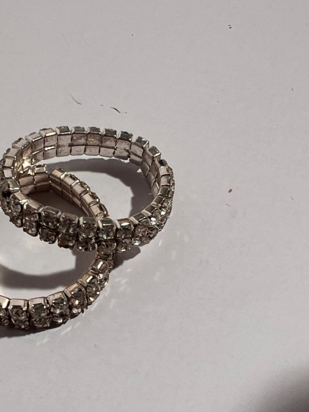 Set of 2 Silver-Tone Rhinestone Stretch Rings - Picture 4 of 10